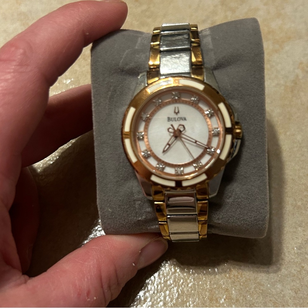 Bulova Diamond & Mother of Pearl Two-Tone Watch - C4601018